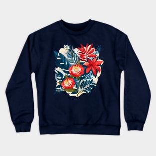 Vintage decorative tropical flowers and exotic birds, floral pattern trendy design, elements for holiday cards, frames, Boho style, Holiday Party decoration, Christmas Holiday, Birthday Artwork Crewneck Sweatshirt